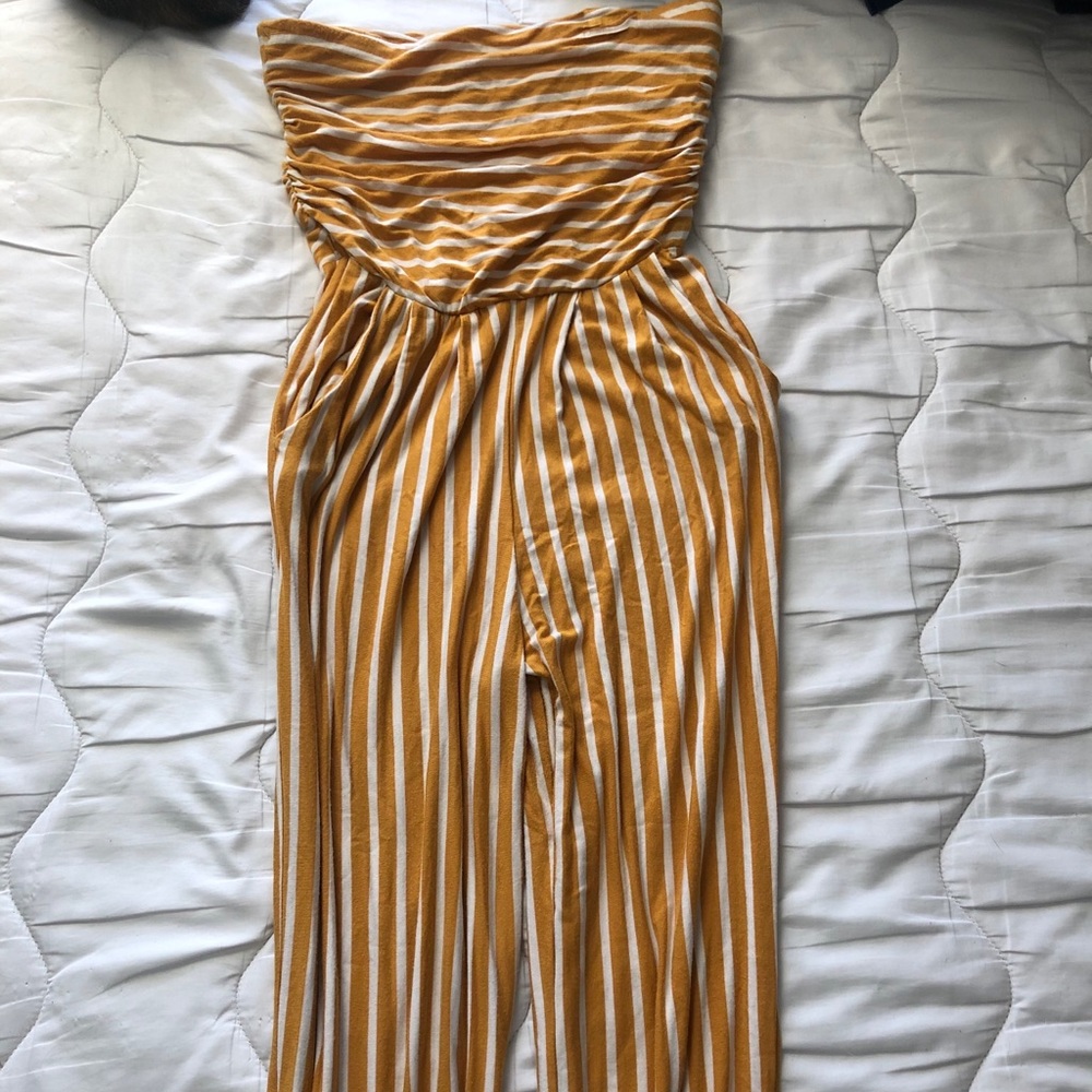 Strapless Striped Jumpsuit
